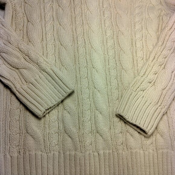 Hope & Henry Sweater Youth Kids XS Shawl Collar Organic Cotton Cable Knit Cream - Picture 11 of 14